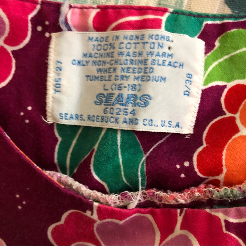 Vintage 1960’s Hawaiian Floral Mumu Sears EUC Oversized Hippie Boho Gran… - Picture 4 of 4